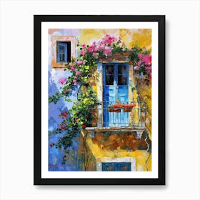 Balcony Painting In Rhodes 3 Art Print