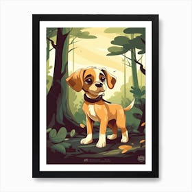 A Cute Puppy In The Forest Illustration 2watercolour Art Print