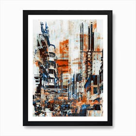 Abstract Grunge Cityscape Illust Art Print