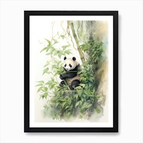 Panda Art Solving Puzzles Watercolour 3 Art Print