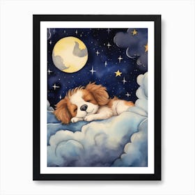 Baby Puppy 2 Sleeping In The Clouds Art Print