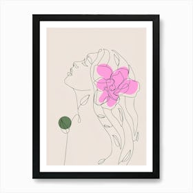 Woman With A Flower In Her Hair Art Print