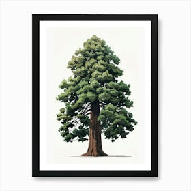 Sequoia Tree Pixel Illustration 3 Art Print