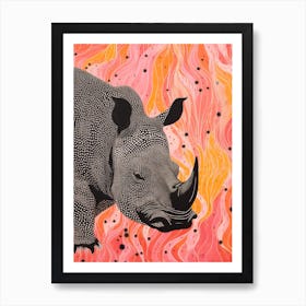 Polka Dot Rhino In The River 2 Art Print