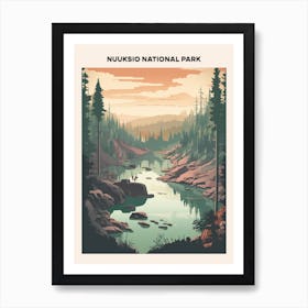 Nuuksio National Park Midcentury Travel Poster Art Print