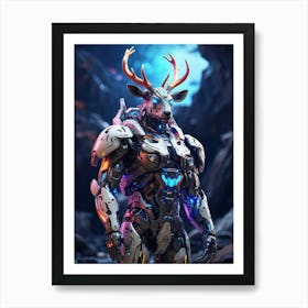 Deer In Cyborg Body #3 Art Print
