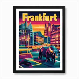 Aihrgdesign A 1970s Inspired Travel Poster For Frankfurt 3 Art Print