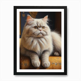 Cute Persian White Cat Relaxing Art Print