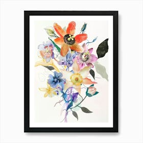 Passionflower 1 Collage Flower Bouquet Art Print
