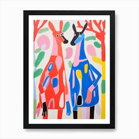 Colourful Kids Animal Art Kangaroos Art Print