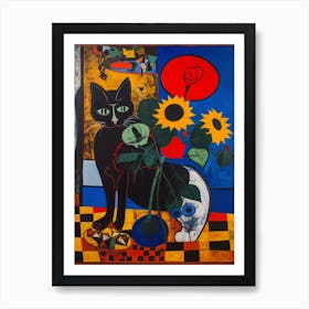 Iris With A Cat 3 Surreal Joan Miro Style  Art Print