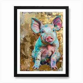 Piglet Gold Effect Collage 1 Art Print