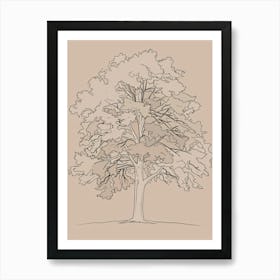 Oak Tree Minimalistic Drawing 3 Art Print