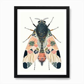 Colourful Insect Illustration Fly 16 Art Print