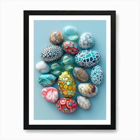 Collection Of Colorful Glass Eggs Art Print