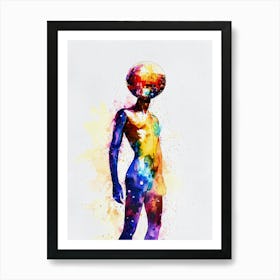 Disco Ball Man Watercolor Painting Art Print