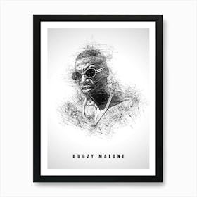 Bugzy Malone Rapper Sketch Art Print