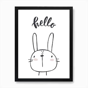 Hello Bunny Line Art Print