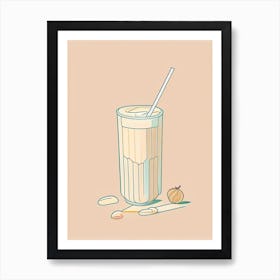 Almond Milkshake Dairy Food Minimal Line Drawing 2 Art Print