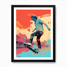 Skateboarding In Los Angeles, United States Drawing 2 Art Print