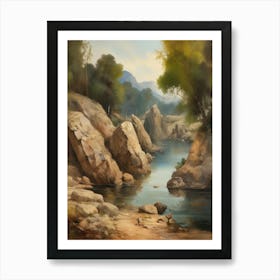 Forest Lake,Vintage Oil Painting,Farm Wall Decorations,Vintage Landscape,Vintage Landscape Oil Painting.21 Art Print