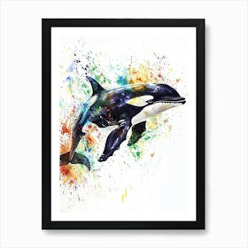 Killer Whale Colourful Watercolour 2 Art Print