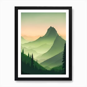 Misty Mountains Vertical Composition In Green Tone 153 Art Print