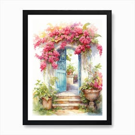 Amalfi, Italy   Mediterranean Doors Watercolour Painting 7 Art Print