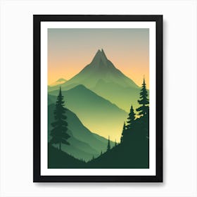 Misty Mountains Vertical Background In Green Tone 11 Art Print