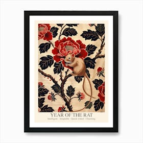 Chinese Lunar Year Of The Rat 2 William Morris Style Art Print