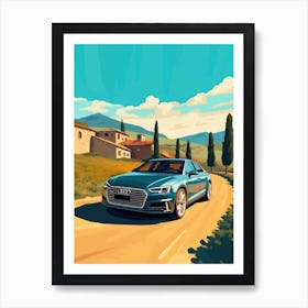 A Audi A4 In The Tuscany Italy Illustration 4 Art Print