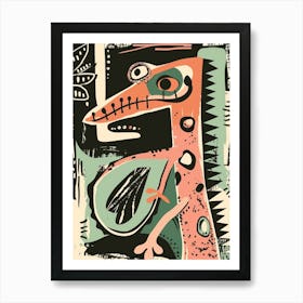 Forest Green Moorish Gecko Abstract Modern Illustration 5 Art Print