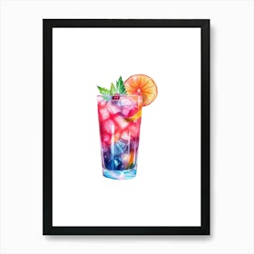 Watercolor Cocktail Illustration 1 Art Print