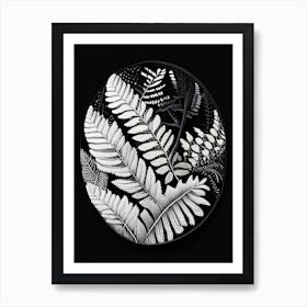 Lemon Button Fern Linocut Art Print