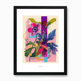 Anemone 4 Neon Flower Collage Poster Art Print