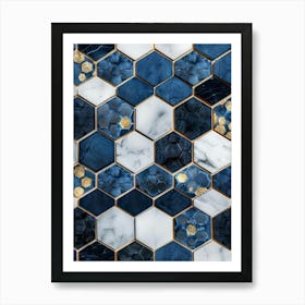 Blue And Gold Mosaic Tile Art Print