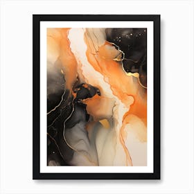 Black And Orange Flow Asbtract Painting 1 Art Print