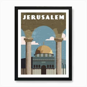 Jerusalem, Israel, Palestine - Retro travel minimalist poster Art Print