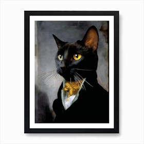 Dr Frog Black Mister Cat Pet Portraits Art Print