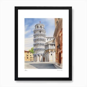 Pisa, Tuscany, Italy 2 Watercolour Travel Poster Art Print