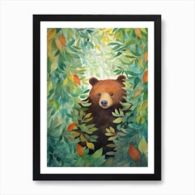 A Bear In The Jungle Watercolour 1 Art Print