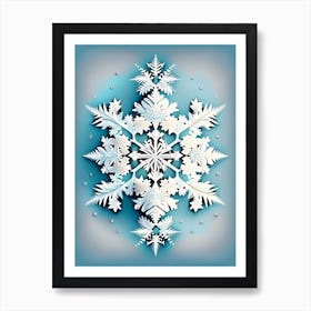 Irregular Snowflakes, Snowflakes, Retro Drawing 1 Art Print