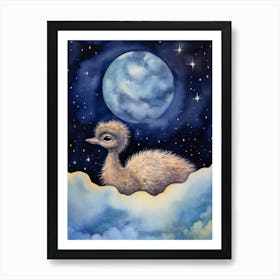 Baby Emu Sleeping In The Clouds Art Print