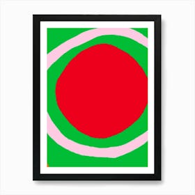 Circle On A Green Background Art Print