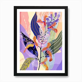 Colourful Flower Illustration Lilac 2 Art Print