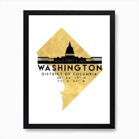 Washington District of Columbia Silhouette City Skyline Map Art Print