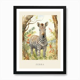 Beatrix Potter Inspired  Animal Watercolour Zebra 3 Art Print