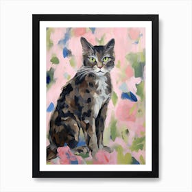 A American Bobtail Cat Painting, Impressionist Painting 3 Art Print