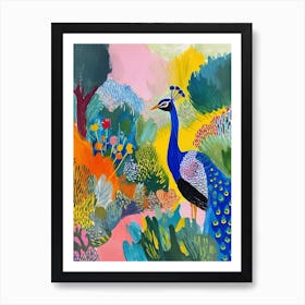 Colourful Brushstroke Peacock 10 Art Print