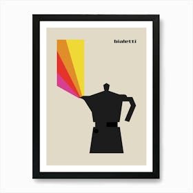 Moka Pot Coffee Print Mid Century Modern Bialetti Poster Retro Italy Espresso Handmade Gifts Midcentury Art Minimalist Artwork 60s Decor Art Print